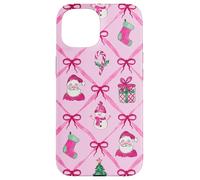 Acuarela Verde Rosa Navidad Santa Patrón Media Arco Carcasa para iPhone 15