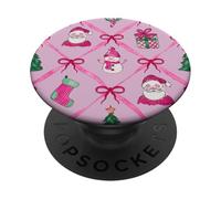 Acuarela Verde Rosa Navidad Santa Patrón Media Arco PopSockets PopGrip Adhesivo