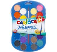 Carioca Acuarelas Colores Primarios |Estuche con Acuarelas de Colores Básicos|Fácil de Mezclar y Resistente a la Luz |Estuche de 24 Acuarelas