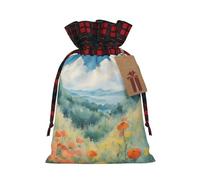 Acuarelas de temporada de flores de hierbas exquisitas bolsas de regalo de Navidad con cordón, reutilizables, para experiencias de regalo excepcionales