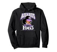 Acuario 1965 Zodiac Queens Afro Astrología Cumpleaños Sudadera con Capucha