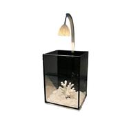 Acuario Acuario de Cristal for Peces pequeños, pecera pequeña de Escritorio con Luces, Oficina, Parte Trasera Negra, Mini pecera, decoración del hogar Peces Acuario