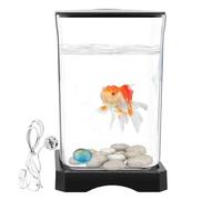 Acuario Betta, pequeño acuario - Pequeños tanques de peces de acrílico con iluminación LED - La extraordinación de la decoración del paisaje de la oficina con un orificio de alimentación para el