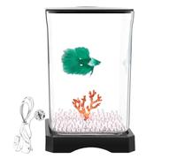 Acuario Betta - Pequeños tanques de peces acrílicos con iluminación LED | Tanque de peces Betta, pequeños tanques de peces acuarios acrílicos con decoraciones de escritorio Leclear, diseño de paisaje