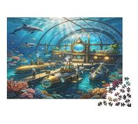 Acuario Cúpula de Vidrio Submarina Puzzle de 1000 Piezas Papel para Adultos Vida Marina Escena Juego para Familia Relajante Decoración Regalo 52x38cm/1000pcs