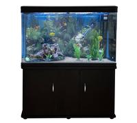 Acuario de 300L con Mueble Negro, Accesorios y Grava Blanca