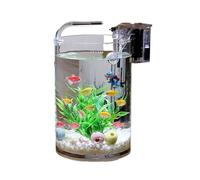 Acuario de Cristal para Peces, para Sala de Estar, Oficina, Escritorio, pequeño,a de Estar, Oficina, Escritorio, pequeño, cilíndrico, Transparente, para exhibición en Escritorio (25 x 20 cm)