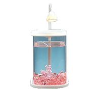 Acuario De Cristal Transparente Y Redondo, con Interfaz U+B Y LáMpara Led, Ideal para Diversos Peces Tropicales, Bettas, CíClidos Y Camarones Ornamentales.-Square Pink