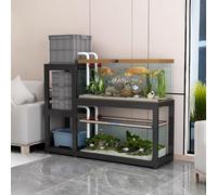 Acuario De Escritorio, Soporte For Acuario, Estante For Acuario De Metal Y Madera, Soporte For Recinto De Reptiles, Adecuado For Reptiles(2 tier-Black,31.5x15.7in)