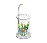 Acuario de Peces de Tamaño Pequeño - Decoración con Iluminación y Tazón Transparente | Acuario de Conexión para Betta de Tamaño Pequeño | Para Dormitorio, Crianza De Camarones, Decoración De Tab