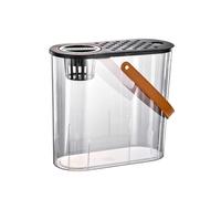 Acuario de Peces Pecera de acrílico Transparente con Tapa Transpirable y asa Transporte fácil Mover, Maceta Decorativa for Escritorio, Sala Estar Oficina(Negro)