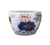 Acuario de Peces Pecera de cerámica con Acabado Loto, pecera Blanca, Feng Shui for Sala Estar, for Tortugas(53x53x33cm)