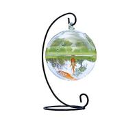 Acuario de Peces Tanque de Peces Colgante, Tanque Acuario Vidrio Transparente Engrosado con Soporte Hierro, pequeño, ecológico Minimalista