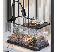 Acuario De Tanque De Tortugas Hábitat para Mascotas con Acuario Terrario Plataforma De Sol De Tortuga con Capa De Filtro del Sistema De Ducha(Large)