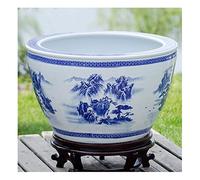 Acuario Estilo Chino Azul Y Blanco Cerámica Pecera Pecera Balcón Tanque De Cultivo De Peces Patio Tanque De Loto Tanque De Tortugas Kits De Inicio para Acuario Decoraciones para Peceras