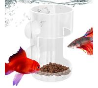 Acuario Fish Feeder, Tube Food Dispenser with Suction Cup, Clear Holder for Shrimp Feeding (2.36x2.36x3.94 inches), Prevents Food Scattering, Needed Tank Accessory