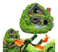 Acuario Fish House, Reptile Cave Decorations, Resina Fish Tank & Tunnel Accessories for Aquatic Pets, Decoraciones de aspecto natural para, 5.12x4.92x3.54 Pulgadas