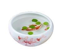 Acuario Maceta de cerámica de Jingdezhen, pecera Pintada a Mano, pecera de la Suerte, pecera de cerámica Redonda for Alimentar Tortugas Peces Acuario(24x24x12cm)