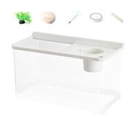 Acuario para Betta con iluminación 3 colores - Tarro de pescado decorativo - Visión 360° para oficina, salón, entrada, dormitorio, decoración del hogar