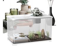 Acuario para peces, Kit completo de acuario de oficina grande con zona de descanso para tortuga | Contenedor panorámico decorativo moderno para oficina casa mesa