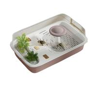 Acuario para Tortugas Tanque de alimentación Tortugas for Uso doméstico con Mesa trepadora Cubierta y Tablero(Coffee)