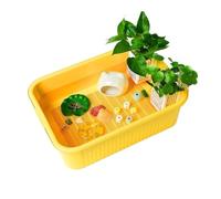 Acuario para Tortugas Tanque de alimentación Tortugas, separación Doble Capa, paisajismo Plantas Verdes(Yellow)