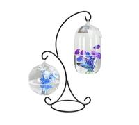 Acuario Pecera Colgante pequeña, Marco de Metal, 2 uds., pecera pequeña de Cristal, decoración de Escritorio Colgante, pecera Peces Acuario
