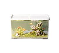 Acuario Pecera de acrílico Transparente con Tapa Blanca, pecera pequeña for Sala de Estar, Escritorio, Oficina, pecera Decorativa pequeña, pecera for Tortugas Peces Acuario