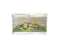 Acuario Pecera de Escritorio Transparente de acrílico con Tapa y Base, for cría de Peces en el hogar, for Sala de Estar pequeña Salón(Blanco,Grande)