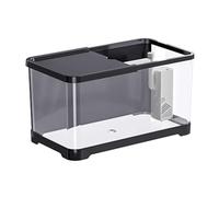 Acuario Pecera de Escritorio Transparente de acrílico con Tapa y Base, for cría de Peces en el hogar, for Sala de Estar pequeña Peces Acuario(Negro,Medio)