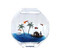 Acuario Pecera de Vidrio Octogonal Creativa, pecera de Vidrio Engrosado Transparente, pecera pequeña de Escritorio for el hogar Peces Acuario