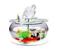 Acuario Pecera de Vidrio Redondo, Decoraciones de Escritorio for el hogar y la Oficina, pecera Ornamental, Decoraciones de pecera de Vidrio Transparente, Decoraciones pequeñas Peces Acuario