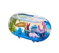 Acuario Pecera pequeña de Cristal Transparente, Escritorio Ovalado, pecera pequeña, decoración del hogar, Adornos, Escritorio de Oficina, peceras pequeñas Peces Acuario