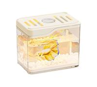 Acuario pecera - PP PC 12 x 8 x 10 cm 144 g | Escritorio acrílico transparente con agujero de ventilación | Mini tanque con luz LED para peces pequeños, decoración de oficina y escritorio