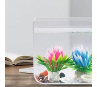 Acuario Pequeño Cuadrado De Plástico Ultratransparente con Luz Led De Sujeción 3w, Base Antideslizante Y Kit De Inicio - Decoración De Escritorio para Sala Y Oficina - Tanque para Peces Ideal para