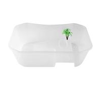 Acuario Pequeño de Plástico, Pecera Abierta con Plataforma para Reptiles, 40x23x13cm, Blanco - Material Seguro PP, Diseño Transparente, Ideal para Tortugas y Peces Pequeños (Blanca)