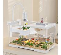 Acuario Pequeño Todo Incluido, Bañera De Pescado con Filtro Integrado Y Luces LED,Pecera Decorativa Silenciosa, Accesorios De Escritorio Inteligentes para Tortugas Y Animales Acuáticos(White,X-Large)