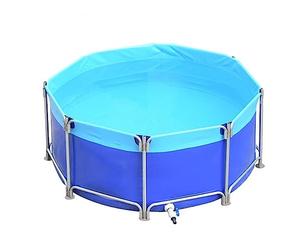 Acuario Piscina Estanque natación acuicultura Tanque de Agua con válvula de Drenaje Lona Redonda sobre el Suelo 1,5 x 1 m/1800 l Lona para Exteriores con Soporte de Metal diseño Engrosado para Agua S