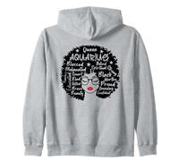 Acuario Queen Zodiac Melanin Afro Cabello Palabras Personalidad Sudadera con Capucha