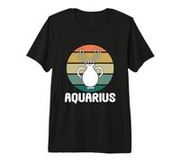 Acuario Signo del Zodiaco Retro Puesta de Sol ilustración Camiseta Premium