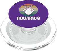 Acuario Signo del Zodiaco Retro Puesta de Sol ilustración PopSockets PopGrip para MagSafe