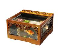 Acuario Tanque de Peces acrílico Transparente, Tanque de Peces Vintage Chino, Tanque ecológico de Escritorio extraíble, Adornos Interiores Peces Acuario
