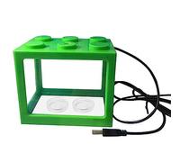 Acuario Tanque de Peces acrílico USB Mini Tanque de Acuario propagador Tanque de Peces con luz LED Tanque Decorativo de Escritorio de Oficina en casa Pecera(Green)
