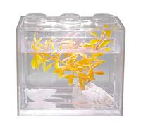 Acuario Tanque de Peces Decorativo Mini Acuario USB LED Lámpara de Luz Tanque de Pescado Lámpara de Escritorio Tanque de Pescado para Caja de Oficina Mesa de Té Decoración(Blanco)