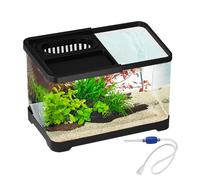 Acuarios De Peces Betta - 11.81 X 7.48 X 7.09 Pulgadas AS, Tanque Transparente PP | Tazón De Pescados De Oficina Elegante Con Tapa Y Decoración | Tanque De Acuario - Caracol Tortugas Amor