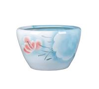 Acuarios Decorativos Pecera Tradicional China de cerámica con Forma Hoja Loto Azul, Exteriores Interiores, Salas Estar, pecera Decorativa Feng Shui para Oficina(41cmx25cm)