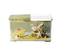 Acuarios Pecera Pecera de acrílico Transparente con Tapa Deslizante, pequeña pecera de Escritorio for Sala de Estar, decoración de Oficina, pecera for Tortugas Tanques de Peces(Blanco)