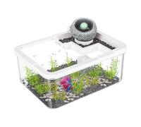 Acuarios pequeños: acuario de paisaje de escritorio silencioso con luz LED y bomba USB, mini pecera para Betta | Camarones, medusas y acuaponia, pequeño para dormitorio, estudio, estantería o