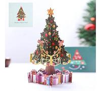 Acuiwer Tarjeta de Navidad Pop-Up - Árbol Noel, Regalos - Tarjeta de felicitación 3D para Navidad, como cupón o para regalos de dinero, Tarjeta emergente con sobre