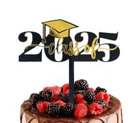 Acunny 2025 Decoración de Magdalenas de Graduación,Decoraciones de graduación 2025 Toppers para cupcakes | Lucky Black And Golden Appetithäppchen Picks Para El Hogar Aula Escuela Niños Guardería